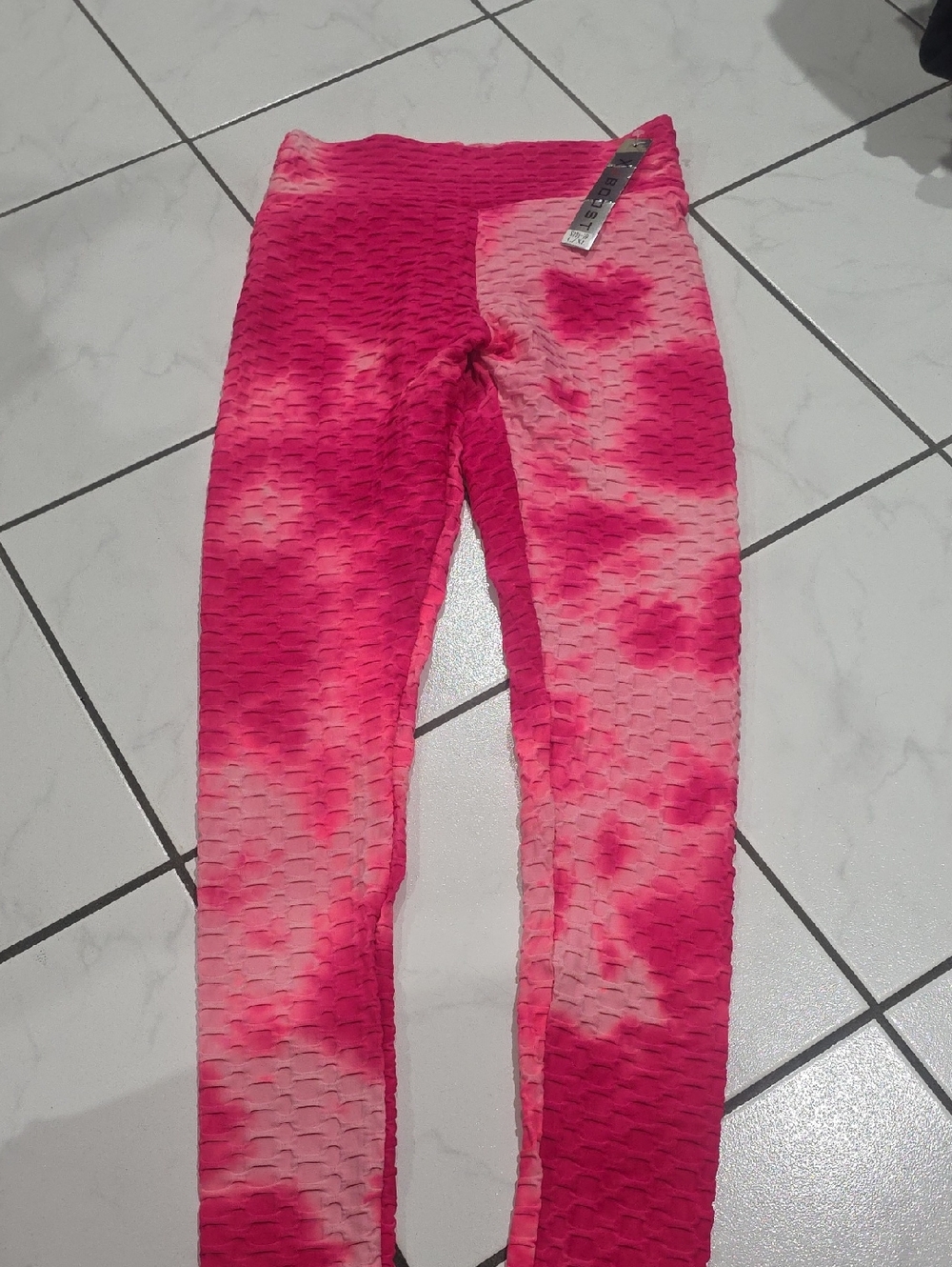 Source Unknown Pink Tie-Dye Textured Leggings